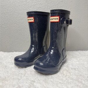 Hunter Kids Original Giant Glitter Rain Boots - Navy Blue - Size 8